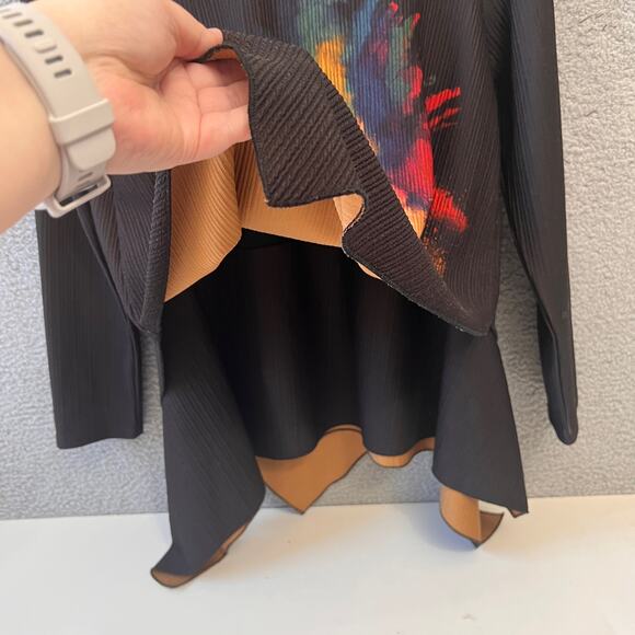 Feratelli Blouse M Women’s Too Black Paint Splatter Graphic Lagenlook Abstract - Picture 9 of 10